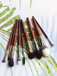 Professional Touch Up Makeup Brushes with Wooden Handle for Blush, Eyelashes, and Eye Detail