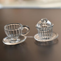 1:12 Dollhouse Miniature Glass Teapot and Coffee Cup Set