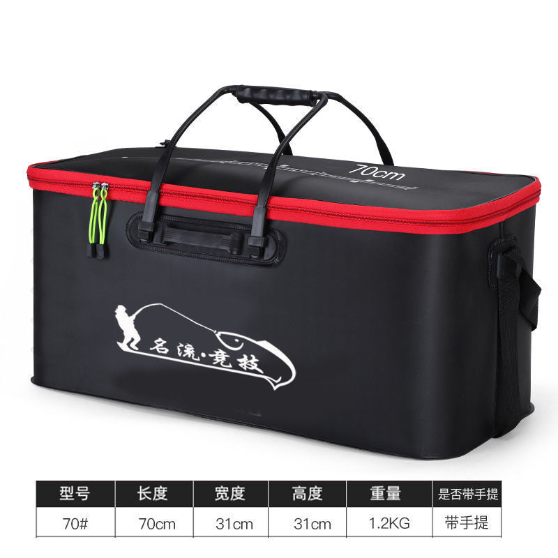 Foldable Live Fish Bucket with Shoulder Strap and Optional Oxygen Pump for Fishing