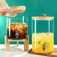 Glass Cold Water Pitcher with Faucet, High Temperature Resistant Beverage Dispenser for Juice, Tea, and Lemonade
