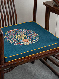Chinese Style Embroidered Seat Cushion for Hardwood Chairs and Sofas, Thickened Tatami Floor Mat