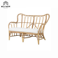 Natural Japanese Rattan Sofa Set for Patio Garden Sunroom - Single Leisure Woven Rattan Chair for Homestay