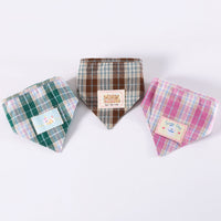 Pet Plaid Bandana or Bow Tie Collar Set for Cats and Dogs
