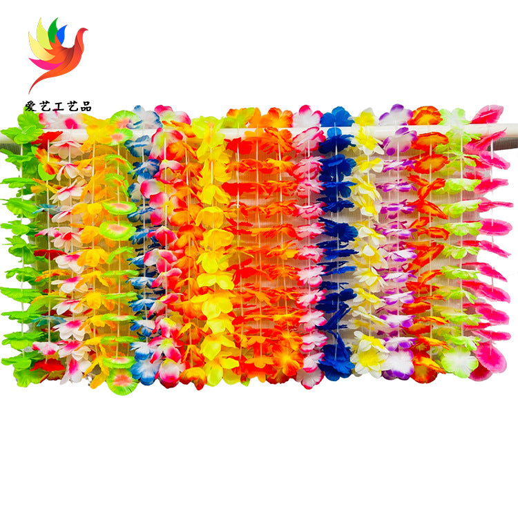Hawaiian Polyester Fabric Party Colorful Lei Garland Set