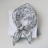Japanese Style Floral Cotton Linen Bandana Scarf for Women - Thin Summer Sun Protection Neck Head Wrap