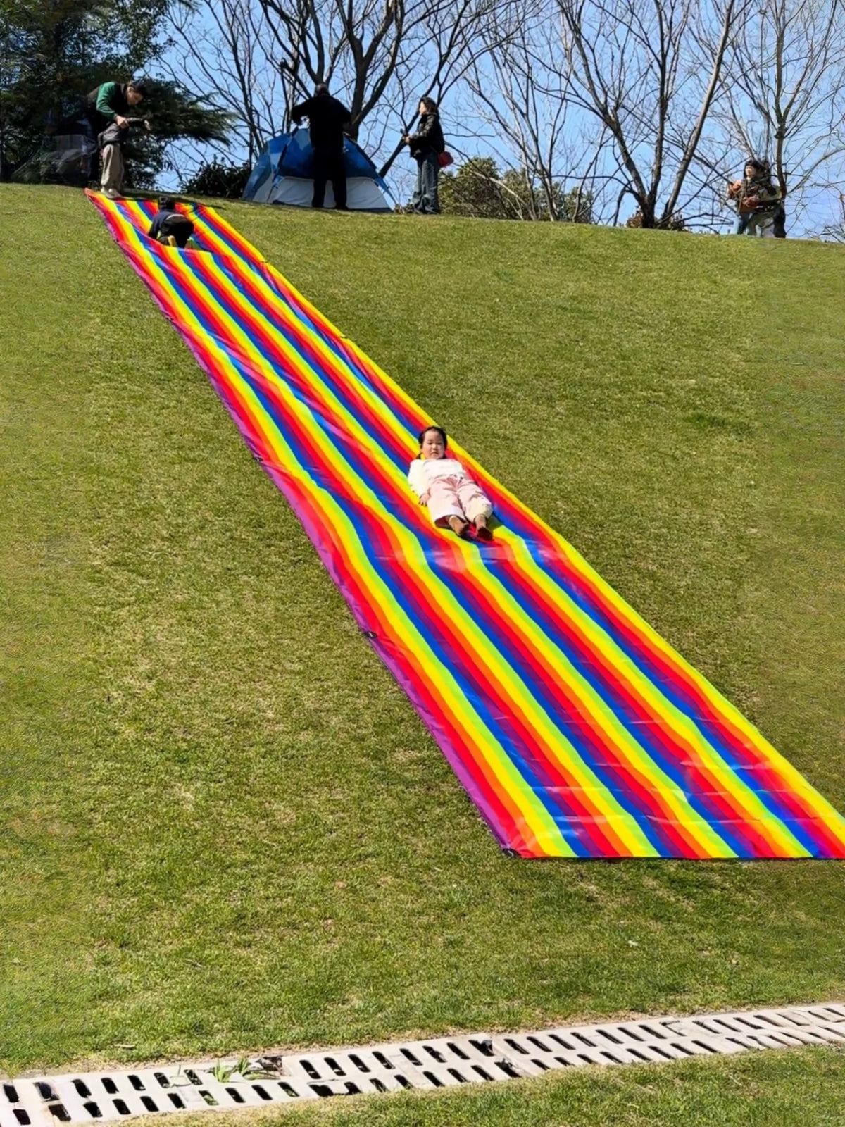 Rainbow Stripe Grass Sliding Mat for Kids Outdoor Play