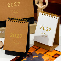 2027 Desk Calendar Kraft Paper Ivory White Minimalist Monthly Planner Ornament