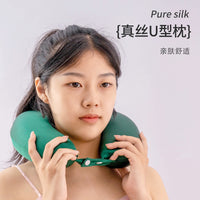 Silk Travel Neck Pillow for Neck Support and Rest