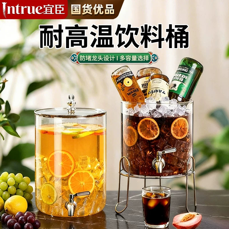 Cold Water Pitcher Glass Jug for Iced Tea Home Storage High Temperature Resistant Beverage Dispenser Refrigerator Fruit Tea High Borosilicate