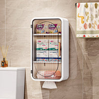 Wall-Mounted Foldable Bathroom Storage Cabinet with Magnetic Dustproof Door for Cosmetics