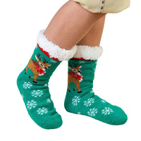 Christmas Reindeer Snowflake Fleece-Lined Non-Slip Winter Home Socks
