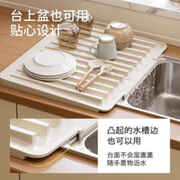 Silicone Dish Drying Mat with Drainage, Heat Resistant Kitchen Countertop Organizer for Bowls and Plates