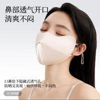 Summer Silk Sun Protection Mask for Women, Breathable Mulberry Silk Face Mask with Eye Corner Protection