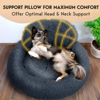 Plush Pet Bed for Cats and Small to Medium Dogs, Warm Winter Round Cushion