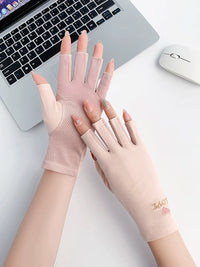 Women's UV Protection Half-Finger Gloves for Driving, Cycling, and Nail Care