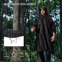 3-in-1 Multifunctional Rain Poncho Backpack Cover Tent Tarp Ground Mat for Outdoor Hiking Camping