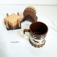 Creative Biscuit Wood Coasters for Mugs and Cups, Heat-Insulating Drink Mats