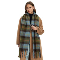 Thickened Faux Mohair Plaid Scarf for Women, Winter Shawl Wrap