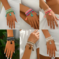 Geometric Beaded Bracelet Set for Women, Bohemian Woven Design, Fashionable Hand Jewelry