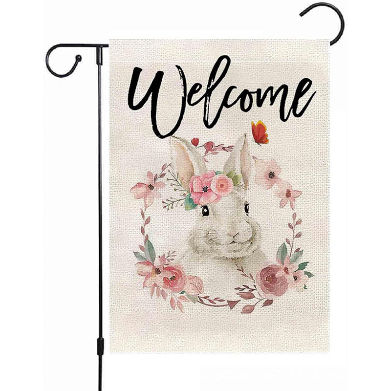 Easter Garden Yard Decoration Cartoon Rabbit Bird Egg Double-Sided Outdoor Garden Flag