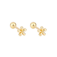 Stainless Steel Rose Flower Stud Earrings for Women, Short Bar Screw Back, Hypoallergenic