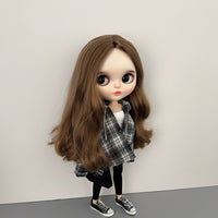 Blythe OB24 Azone19 BJD Doll Retro Plaid Two-Piece Style Coat