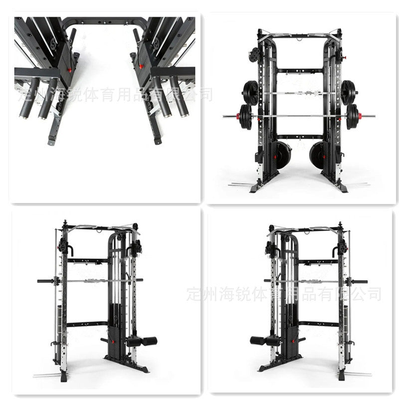 Light Commercial Multi-functional Smith Machine Squat Rack with Pec Deck Fly and Leg Press for Home Gym Strength Training