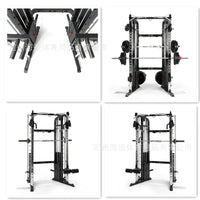 Light Commercial Multi-functional Smith Machine Squat Rack with Pec Deck Fly and Leg Press for Home Gym Strength Training