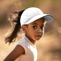 Kids Quick-Dry Water-Resistant Sun Protection Baseball Cap with Extended Brim and Ponytail Hole