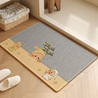 Cartoon Star Bear Diatomaceous Earth Bath Mat with Strong Absorbency and Non-Slip Backing