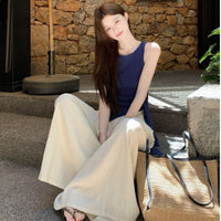 French Style Sleeveless Top & Wide-Leg Pants Set for Women