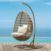 Outdoor Patio Wicker Hanging Egg Chair Double Swing for Garden Balcony