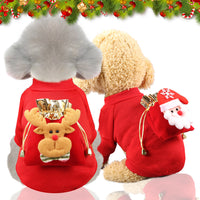 Christmas Pet Dog Cat Fleece Hoodie with Pocket for Small to Medium Breeds