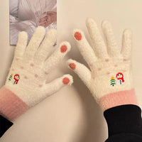 Winter Warm Touchscreen Knitted Gloves for Women & Kids - Thickened Fleece Lined