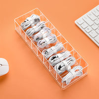 Clear Thickened Data Cable and Earphone Organizer Box with Dividers
