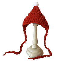 Pet Red Riding Hood Christmas Hat for Cats and Small Dogs, Knitted Ear Protection Headwear