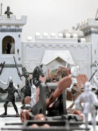 Medieval Castle Model with Soldier Figures Ancient Warfare Scene Building Toy Set