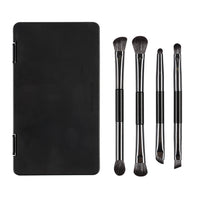 Portable Double-Ended Eyeshadow Brush Set with Mirror Case, 4-Piece Multifunctional Makeup Tool Kit