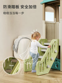 Kids Indoor Outdoor Slide and Swing Set with Castle Design for Home and Kindergarten
