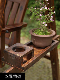 Outdoor Solid Wood Swing Chair with Canopy for Patio Garden