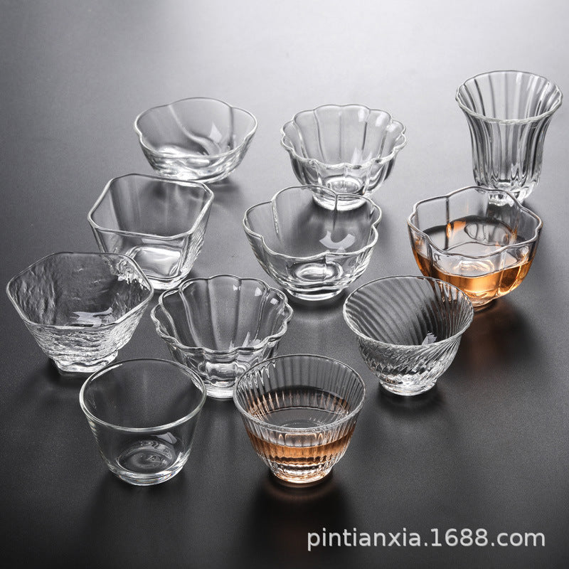 High Borosilicate Glass Teacup Set - Heat-Resistant Transparent Kung Fu Tea Cups
