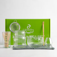 Japanese Style Glass Matcha Tea Set with Whisk and Stand, 7-Piece Kit