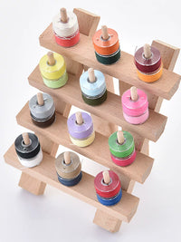 Wooden Foldable Sewing Thread Rack Desktop Organizer for Large Spools and Bobbins