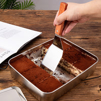 Tiramisu Cake Spatula Stainless Steel with Wooden Handle for Baking and Transferring