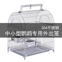 304 Stainless Steel Portable Bird Carrier Cage for Parrots Cockatiels Peonies Sun Conures