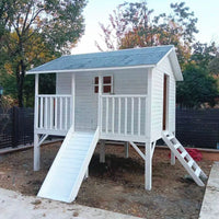 Kids Outdoor Wooden Playhouse with Slide for Garden and Yard