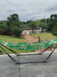 BANMAI Vietnamese Hammock with Black Steel Stand, Foldable Indoor/Outdoor Camping & Beach Bed