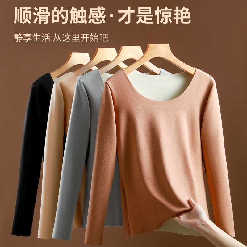 Women's Thermal Underwear Set, Seamless Fleece Lined, Self-Heating Long Sleeve Top & Bottom for Autumn/Winter