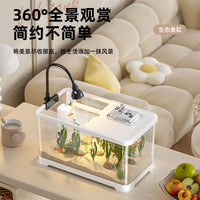 Desktop PET Fish Tank with Filter and Oxygenation, High Transparency Aquarium for Small Fish