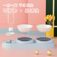 Automatic Water Dispenser Pet Bowl with Food Feeder for Cats and Dogs, Anti-Spill Double Bowl Design